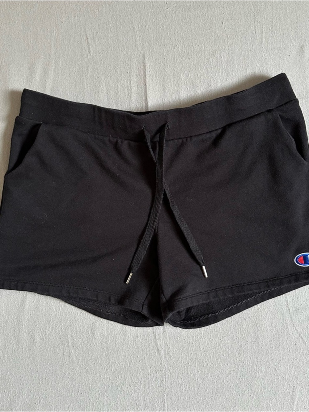 Champion Black Women's Athletic Shorts with Logo Drawstring Gym Lounge XL
